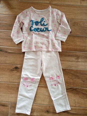 Pyjama épais rose clair Joli coeur, 6 ans