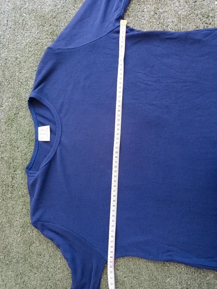 T-shirt manches longues fluide bleu marine taille 42 - photo numéro 4