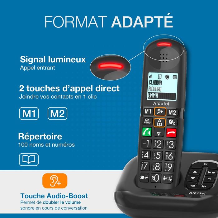 NEUF – Téléphone fixe sans fil DECT "ALCATEL XL685 Voice Duo" pour senior avec répondeur intégr - photo numéro 5