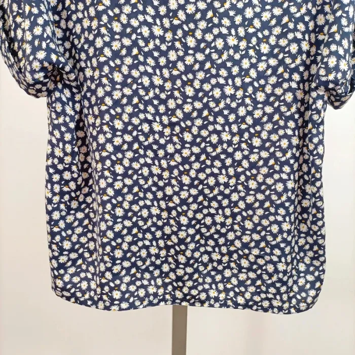 Blouse fleurie bleu marine à marguerites Jodhpur T40 en polyester fluide manches courtes A918 - photo numéro 9