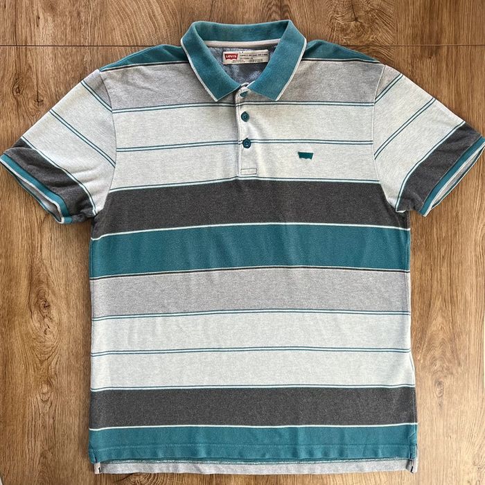 Polo/chemise/T.shirt à rayures (bleu, gris, blanc) Levi's pour homme, taille L - photo numéro 2