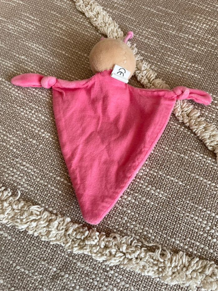 Peluche doudou plat 20cm CMP insecte papillon rose triangle très bon état - photo numéro 3