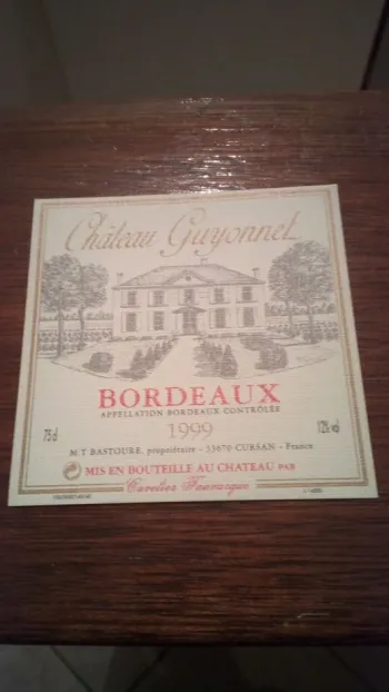 étiquette de vin château guyonnet bordeaux 1999 neuve -