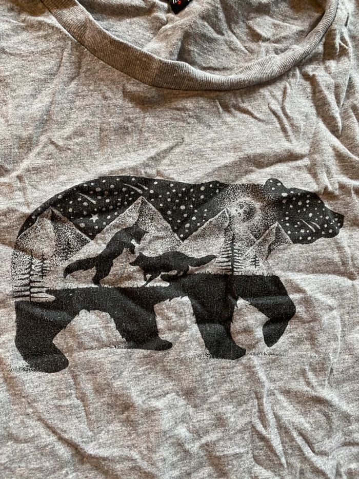 T-shirt gris ours paysage 12 ans - photo numéro 2
