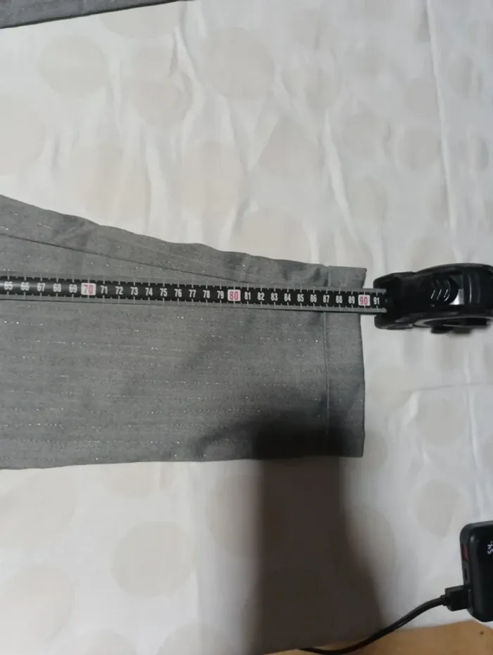 Pantalon chino femme Teddy Smith taille 36 gris rayures paillettes coupe court - photo numéro 11