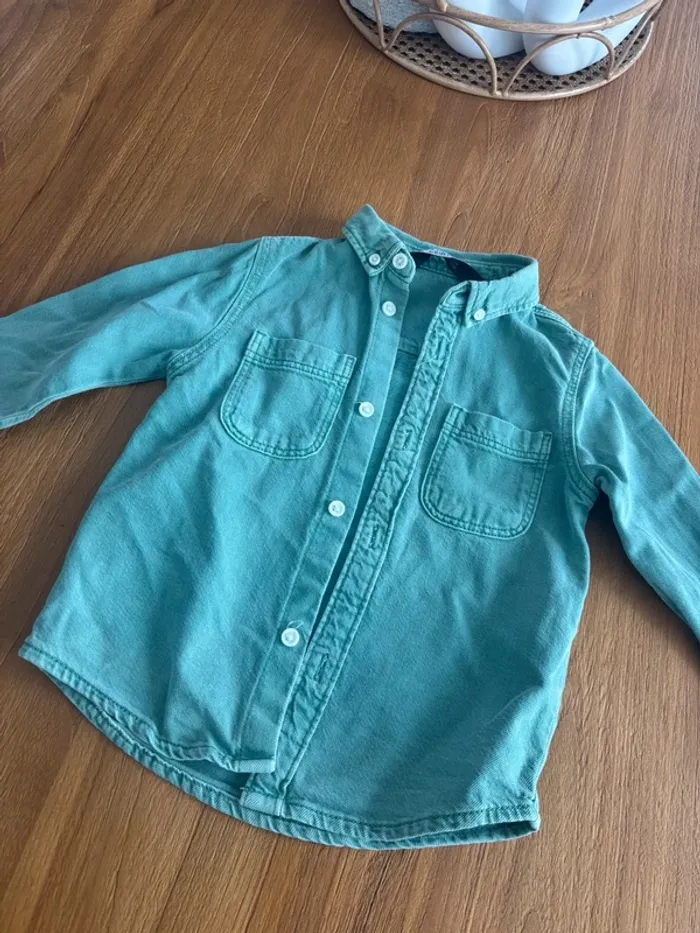 Chemise type jean verte