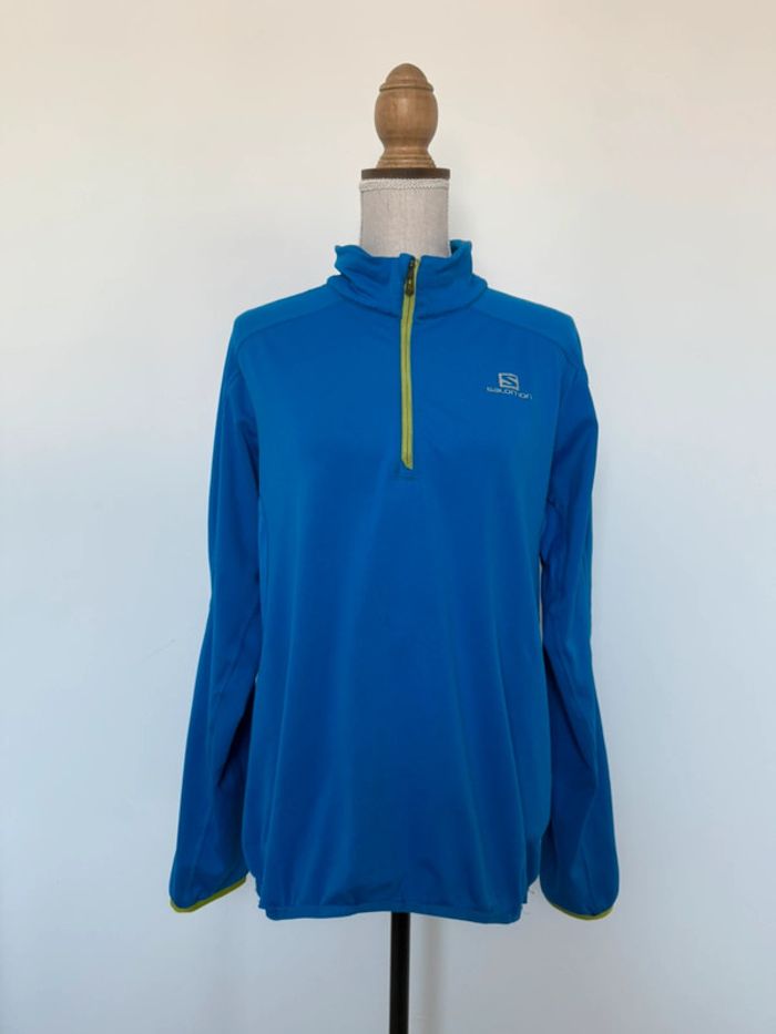 T-shirt polaire haut pull sport technique running salomon manches L sweat vest veste jacket m’en man