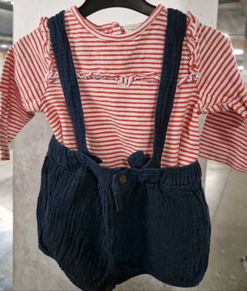 Ensemble fille TAO La redoute rouge bleu marine 68 cm