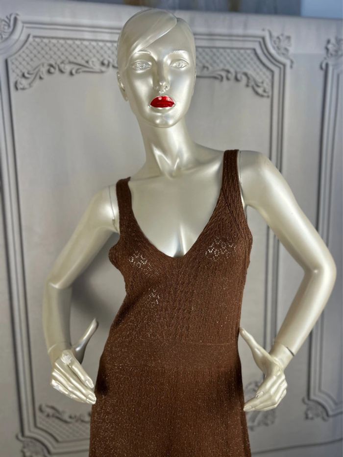 Robe longue Maille Marron / doré Louizon T3 / L neuve - photo numéro 2