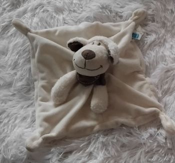 Doudou carré plat mouton blanc - bandana- Tex