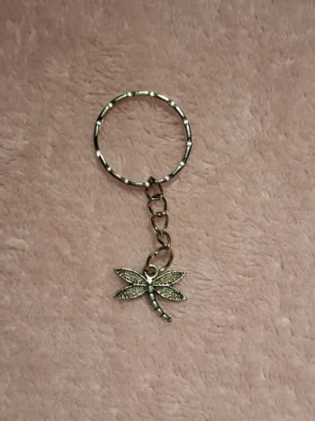 Porte-clés libellule argenté