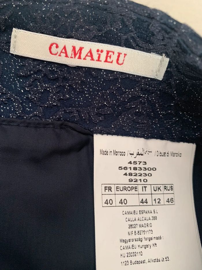Magnifique jupe camaïeu bleu marine et argenté taille 40 en parfait état comme neuve - photo numéro 3