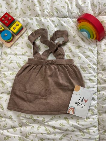 jupe à bretelles en laine beige marron 18 mois kiabi