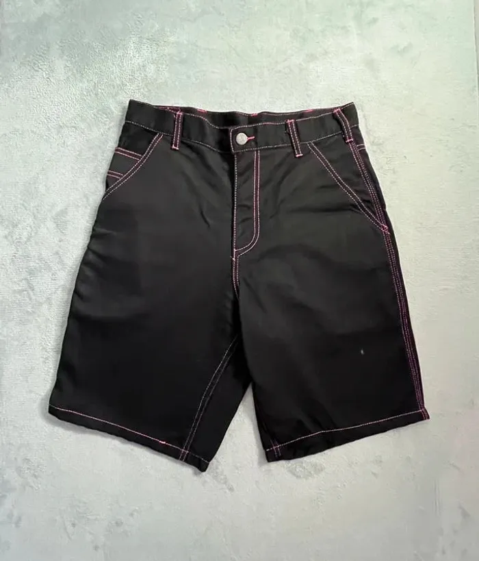 Short/Jort Stussy Black Embroidered Pink Big Logo Back – Taille L - photo numéro 4
