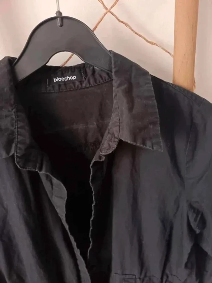 Robe chemise  noire  mi  longue - photo numéro 3