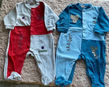 Lot de 2 pyjamas en velours une pièce Influx 6 mois
