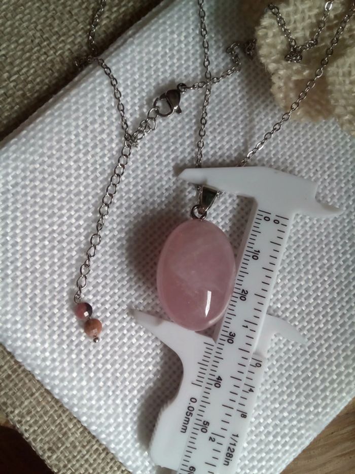 Collier pierre de quartz rose - photo numéro 2