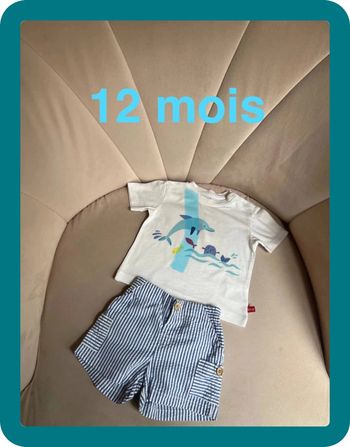 Ensemble short seersucker et t-shirt 12 mois - Barcelona End