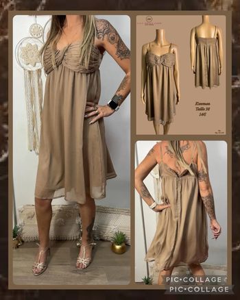 🤎Robe fluide taupe à bretelles kwoman – Taille 38 – SOLDÉ -20% 🤎