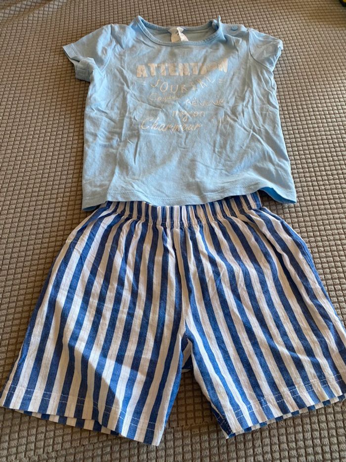 Ensemble marin bébé garçon ou fille polo t-shirt + short 24 mois 18/24mois m - photo numéro 3