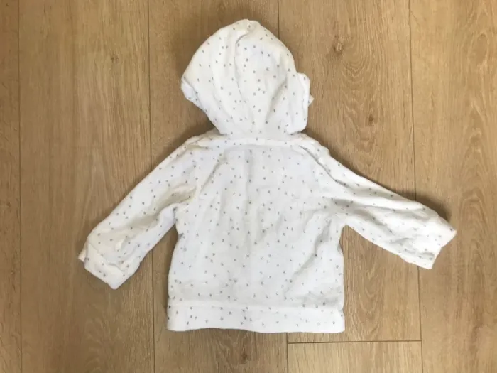 Gilet à capuche blanc à pois argenté 6 mois - photo numéro 2