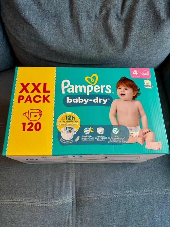 120 couches pampers baby dry taille 4 - photo numéro 3