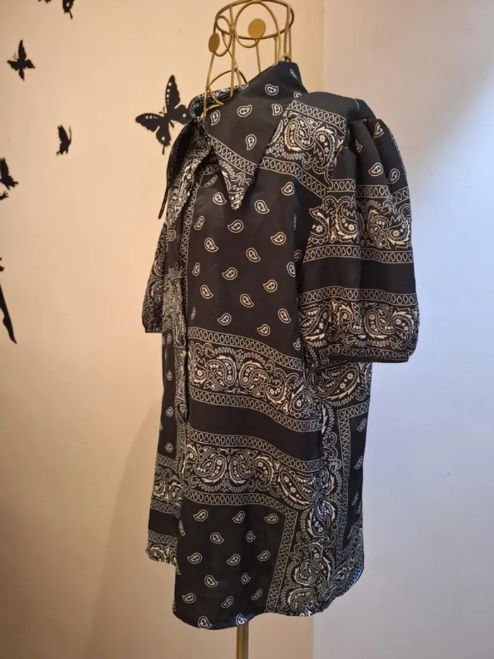 Chemise noire & imprimé bandana - Made in italy - photo numéro 2