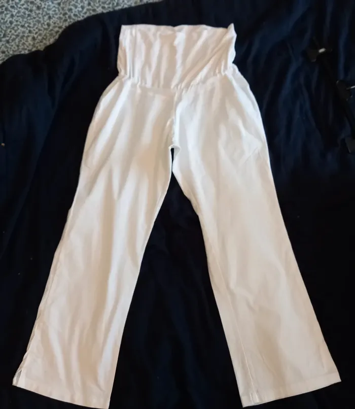 Pantalon blanc de grossesse t.36 large/ maternité - photo numéro 2
