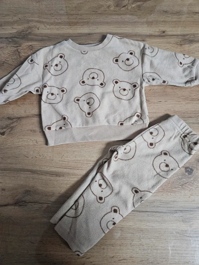 Ensemble polaire bébé garçon motif ourson 12 moi ms kiabi