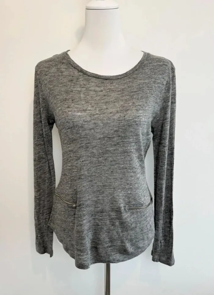 T-shirt Claudie Pierlot en lin longues manches taille 2 soit M parfait état