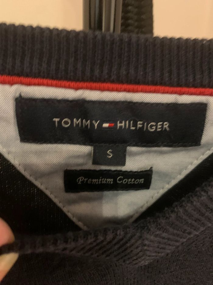 Pull col v bleu marine tommy Hilfiger homme taille s - photo numéro 3