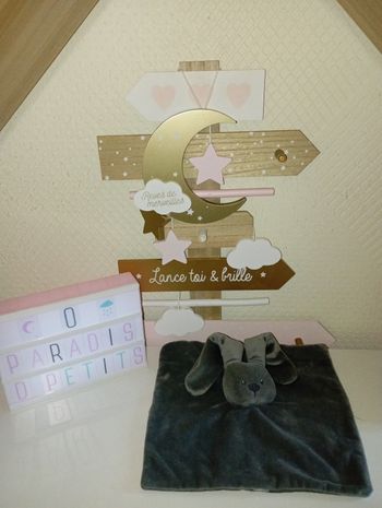 Doudou lapin gris foncé nattou
