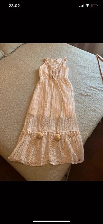Vestido largo ibicenco verano mujer talla S/M beige