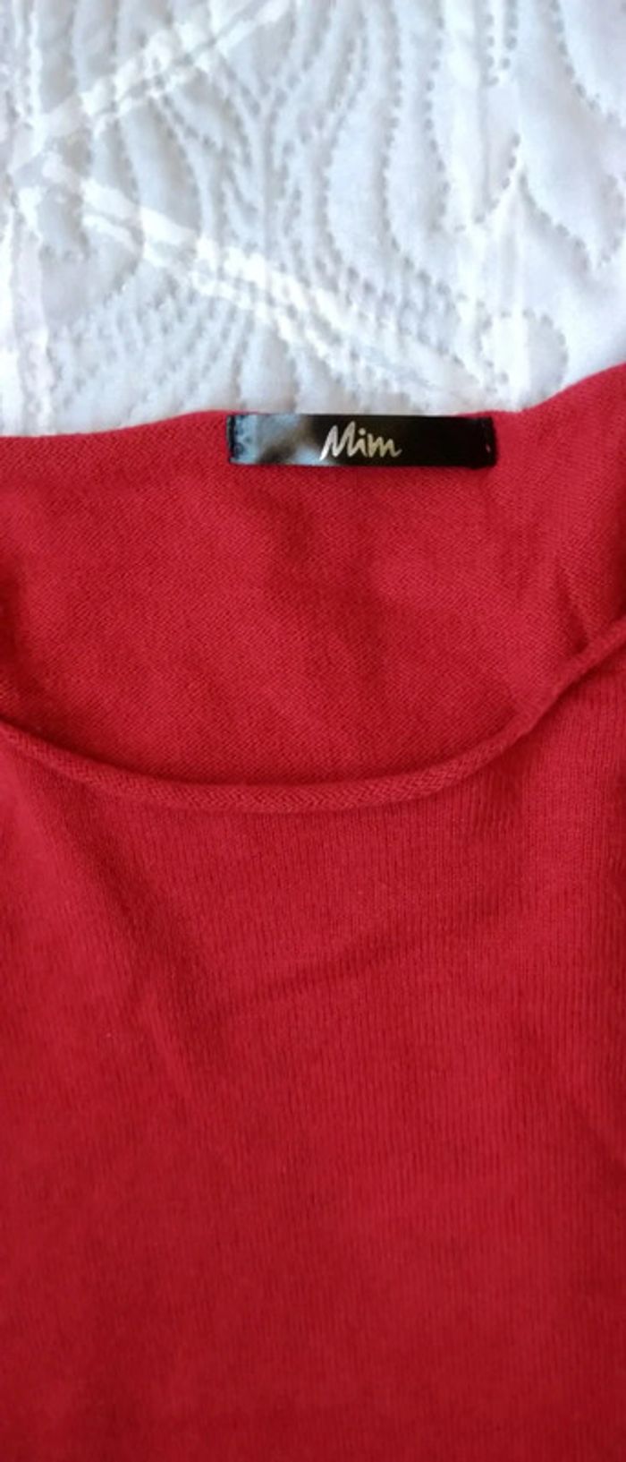 Pull manches courtes col rond rouge femme L mim - photo numéro 8