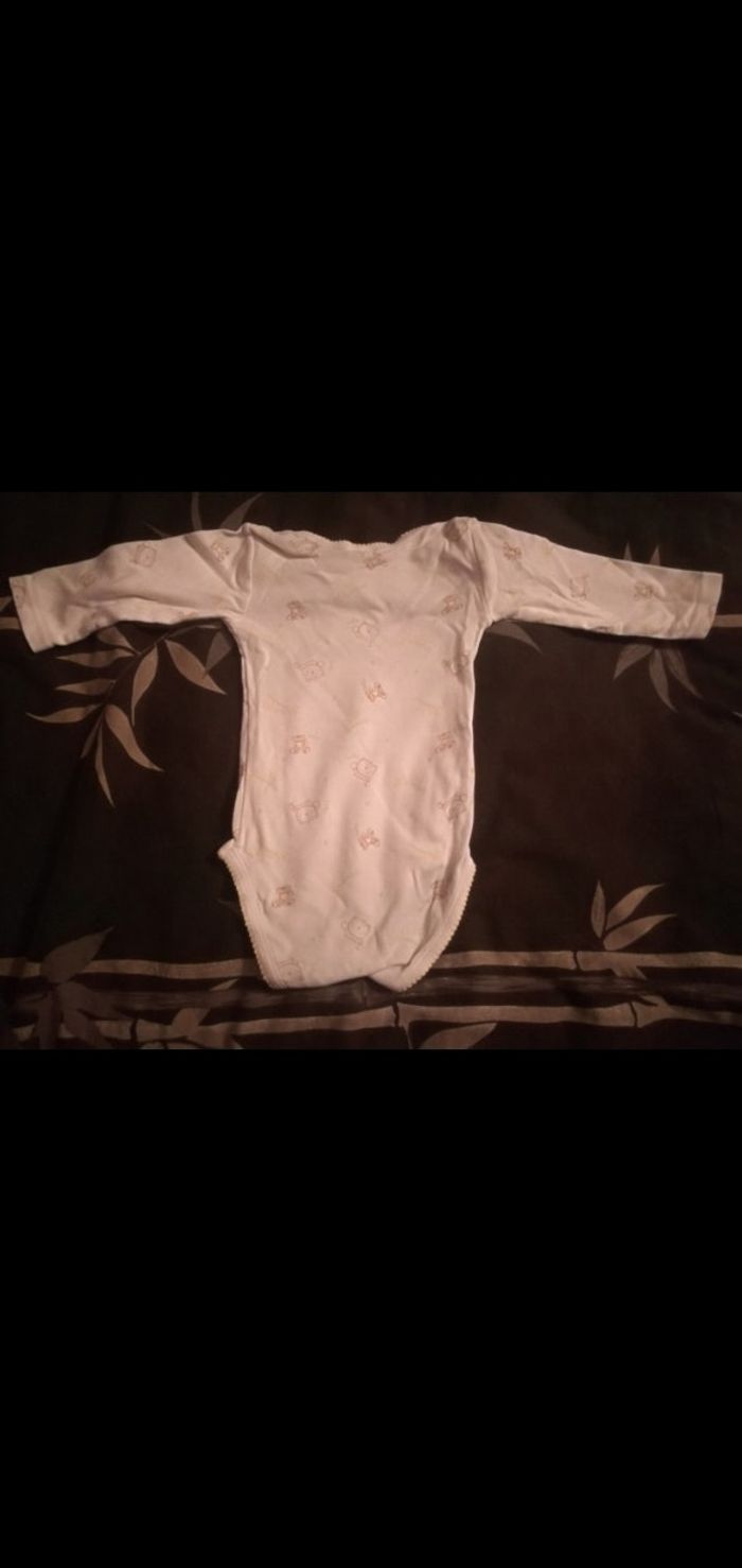 Body 12 mois manches longues blanc/beige - photo numéro 3