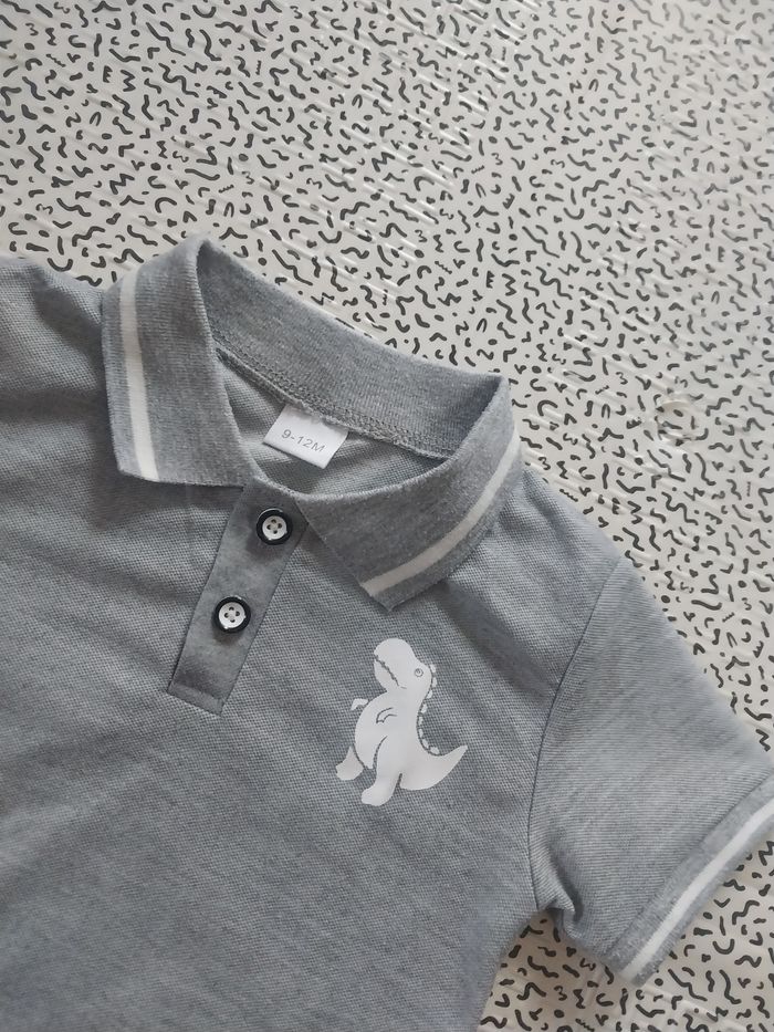 Petit ensemble bébé 2 pièces gris dinosaure 9-12 mois - photo numéro 4