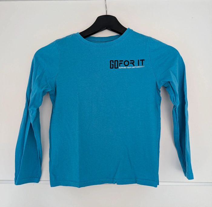 T-shirt manches longues bleu Go for it 8 ans kiabi
