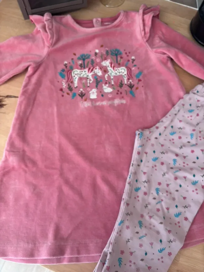 Pyjama chemise de nuit en velour + legging •  Sergent Major • 5 ans - photo numéro 2