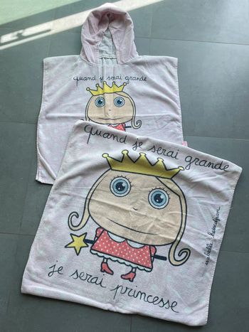 Lot serviette peignoir plage bain Isabelle Kessedjian princesse