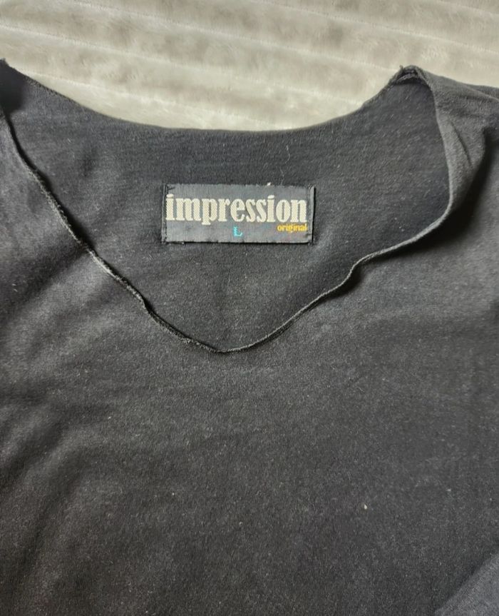 Tee-shirt noir manches longues Impression – Taille L - photo numéro 2