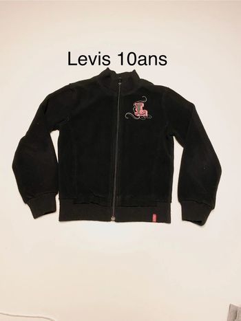Gilet zip polaire noir rose Levi’s 10 ans