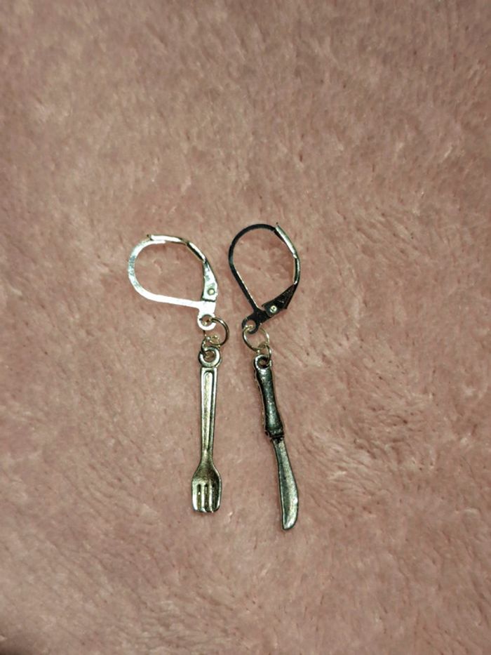 Boucles d'oreilles couteau et fourchette - photo numéro 4