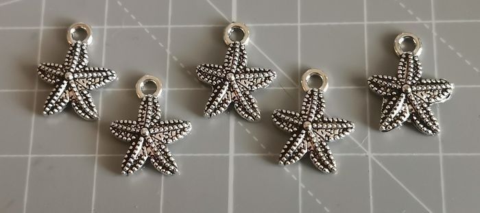 5 x pendentifs breloques "étoile de mer" R / V (modèle 2) en métal argenté - photo numéro 3