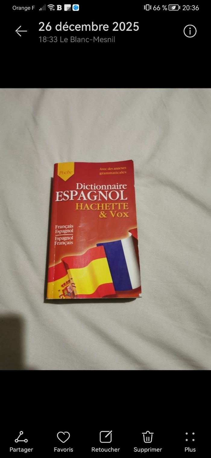 Dictionnaire traduction espagnol