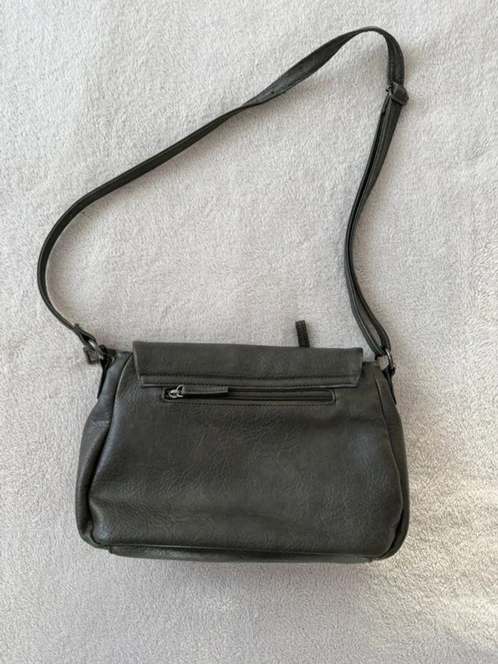 Petit sac à main classe élégant similicuir gris anthracite avec poches extérieures et intérieures - photo numéro 9