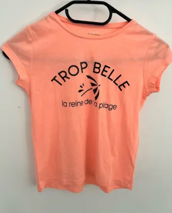 Tee shirt fille 8 ans orange fluo