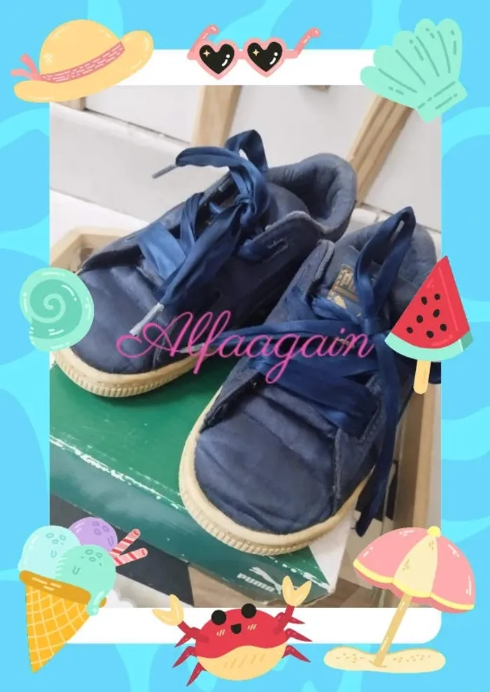 Baskets Puma satinées bleues 27 - photo numéro 3