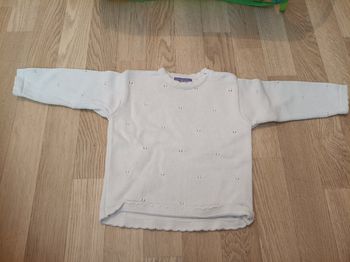 Pull blanc fille 12 mois marque de bon matin