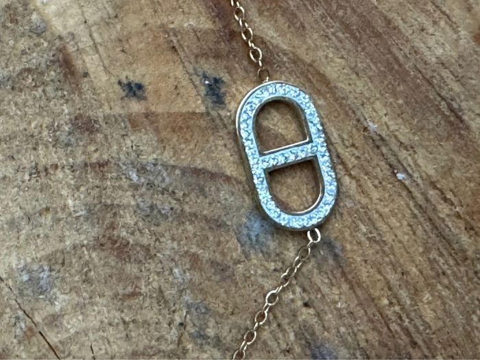 Bracelet chaîne réglable CD cristaux neuf acier inoxydable or - photo numéro 2