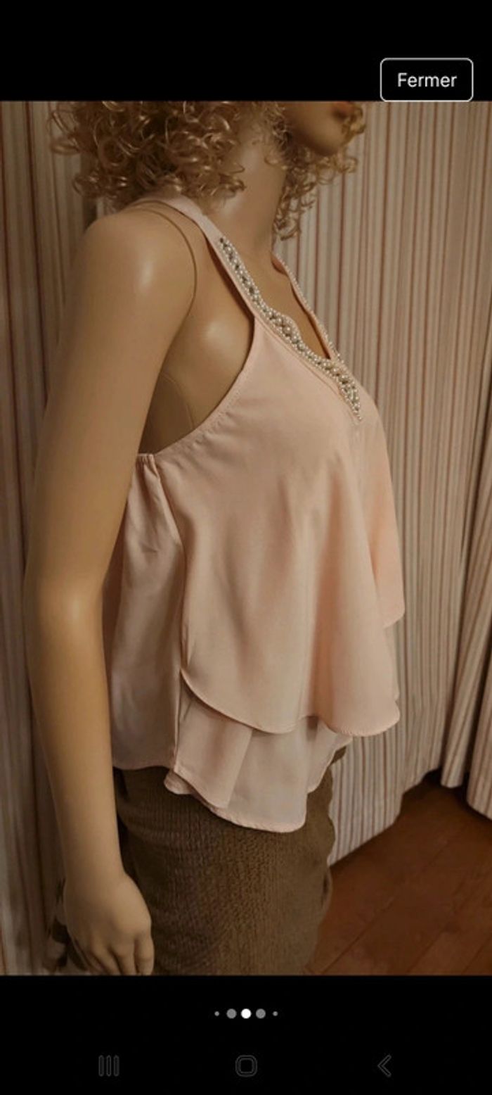 Jolie Debardeur rose Paris et Moi taille S neuf - photo numéro 5